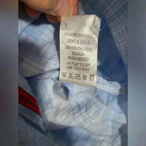 Luchiano Visconti Black Mens Blue White Long Sleeve Button Down Shirt Size M - Picture 7 of 9